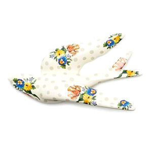 MACKENZIE-CHILDS Wildflowers Swallowtail Wall Decor Grey White Bird Art NEW